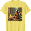 Wildfire Adventure Awaits Co. Bear Camping by the Campfire. Nature Adventure Funny Garment T-Shirt - Lemon Yellow