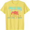 Funny Camping Lovers Gift Tee Hey Look A Menu Funny Bear Camping Retro Vintage Camper Car T-Shirt - Lemon Yellow