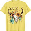 Wild Soul Boho Cow Skull Sunflowers Mothers Day Wild Soul Boho Cow Skull Sunflower Vintage Western T-Shirt - Lemon Yellow