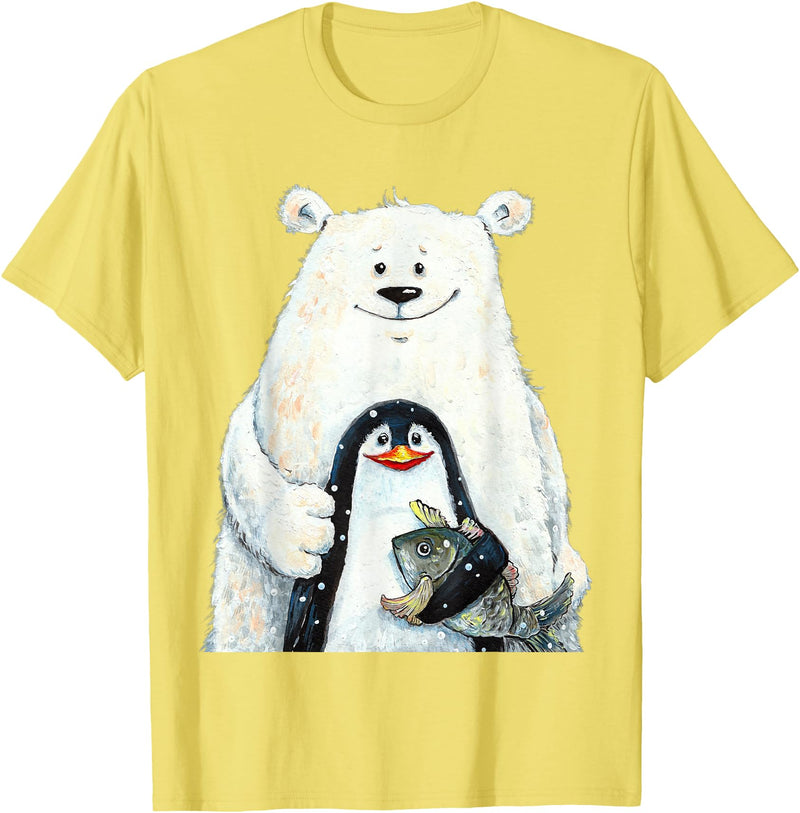 click here for better animal tees cute Polar bear and penguin bird fish lovers animal friends T-Shirt - Lemon Yellow