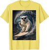 White Bear Surfing Waves Funny Animal Apparel Funny Polar Bear Surfer Catching Waves | Shaka Funny Animal T-Shirt - Lemon Yellow