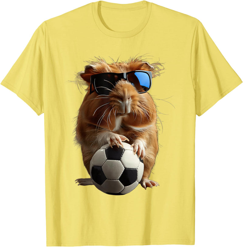 Animal Soccer Design Guinea Pig Soccer T-Shirt - Lemon Yellow