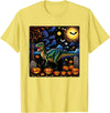 Starry Night Velociraptor Halloween Spooky Halloween Velociraptor Starry Night T-Shirt - Lemon Yellow