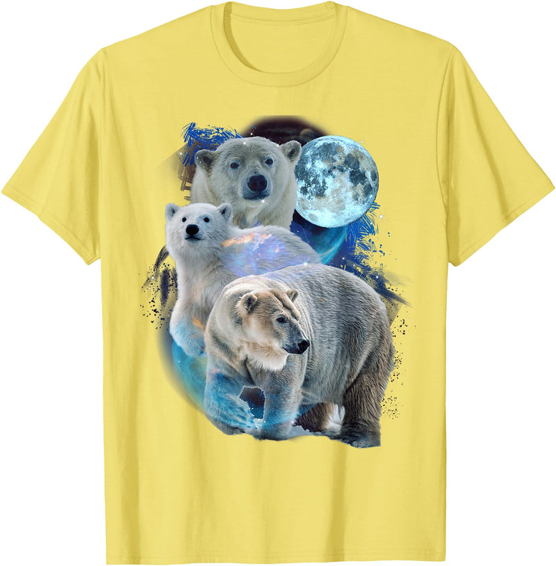 Polar Bears Art Vibes 3 Moon Polar Bears Funny Fur Marine Mammals Bear Art Humor T-Shirt - Lemon Yellow