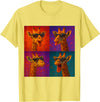 Colorful 4 Photos Animals Giraffe Sunglasses Funny Faces Collage Pop Art T-Shirt - Lemon Yellow