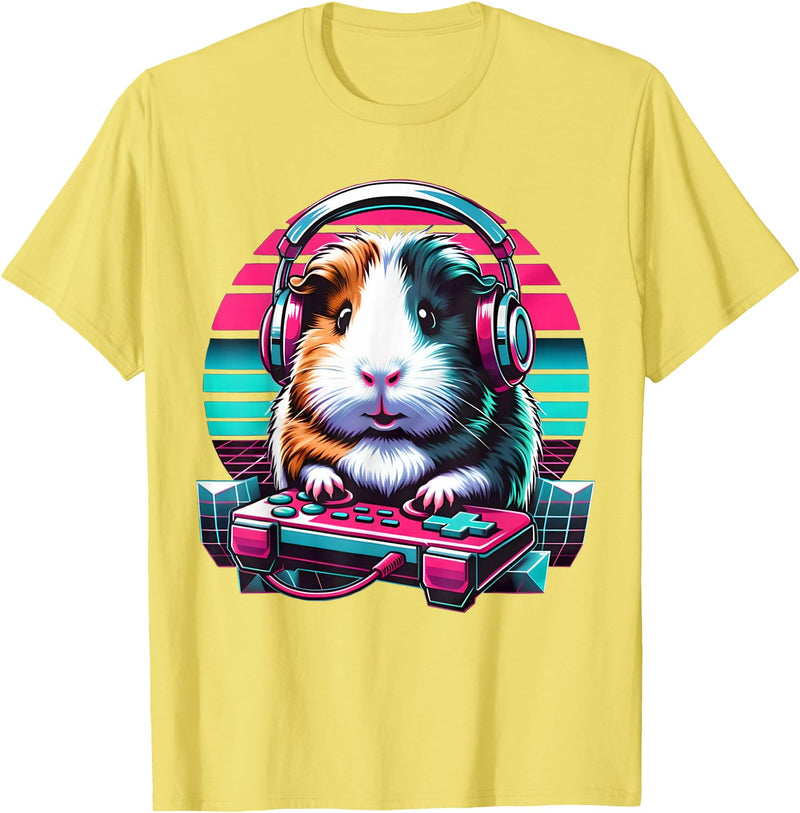 Guinea pig Rodent Game Lover Clothing Co. Guinea Pig Video Game Rodent Lover Animal Guinea Pigs Gamers T-Shirt - Lemon Yellow