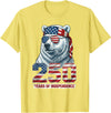 Patriotic Bear Freedom Anniversary Celebration Polar Bear 250 Years of Independence Patriotic America 1776 T-Shirt - Lemon Yellow