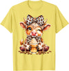 Cute Highland Cow Coffee Addict Leopard Bow Highland Cow Coffee Addict Funny Drink Coffee T-Shirt - Lemon Yellow