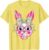 Cute Easter Bunny Bubble Gum Coquette Bow for Girls Women T-Shirt in Lemon Yellow
