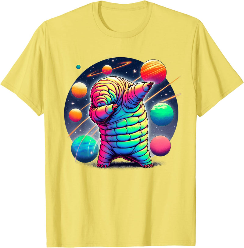 Microbiology Moss Piglet Science Teacher Gifts Tardigrade Water Bear Dabbing In Space Funny Microbiologist T-Shirt - Lemon Yellow