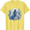 Arctic Polar Bear Winter Floral Nature Ice Blue Snow Polar Bear with Winter Flowers T-Shirt - Lemon Yellow