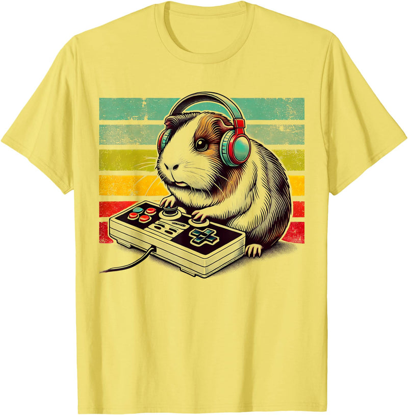 Guinea Pig Gamer BY TEERA Guinea Pig Gamer - Video Gaming Animal Rodent Lover T-Shirt - Lemon Yellow