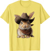 Cute Bunny Rabbit Cowboy Hat Easter Day T-Shirt in Lemon Yellow