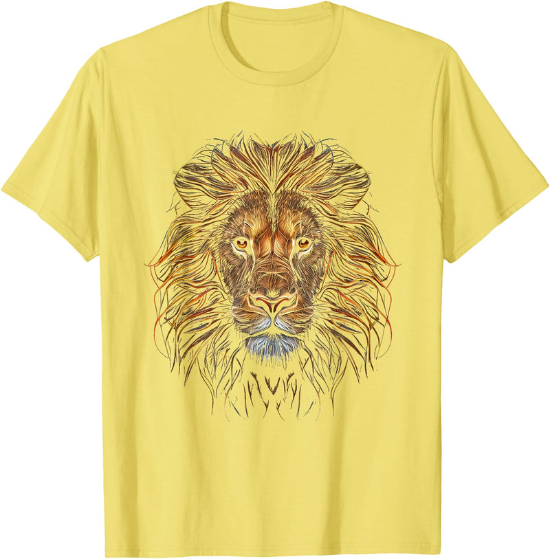 Cool Lions, Astrology And Horoscope Designs Lion Colorful Lions King of Animals from Africa T-Shirt - Lemon Yellow
