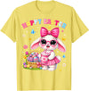 Happy Easter Coquette Easter Egg Rabbit Bunny Women Girl Kid T-Shirt in Lemon Yellow