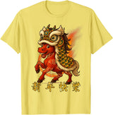Chinese New Year of Fire Horse 2026 Funny Tee Year of The Fire Horse Zodiac Funny Chinese New Year 2026 T-Shirt - Lemon Yellow
