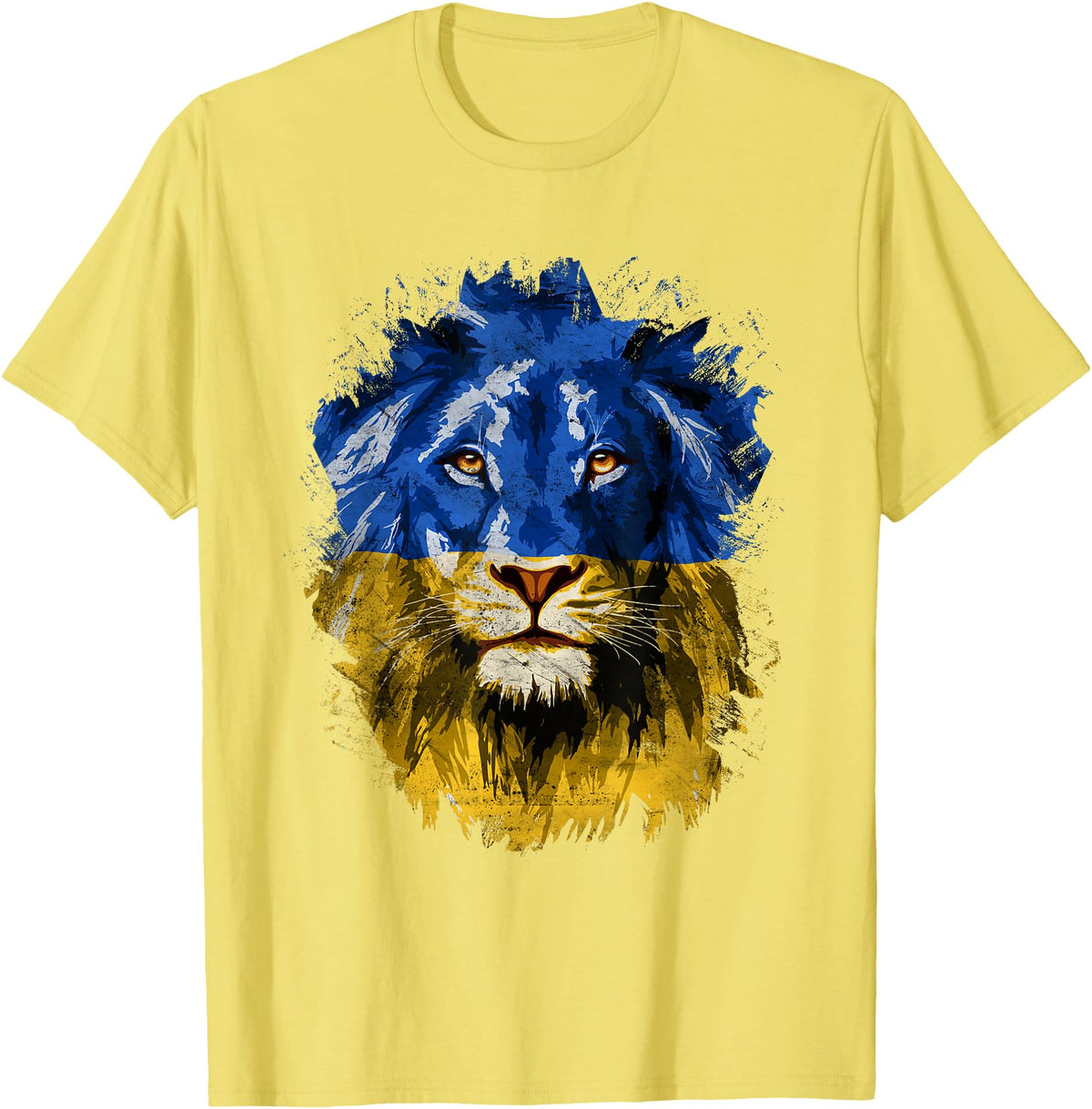 Vintage Yellow & Blue Flag Lion Face National Colours T-Shirt - Lemon Yellow
