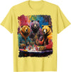 Noah&Friends Playing Card Pop Art Gambling Bears Playing Poker Cards T-Shirt - Lemon Yellow