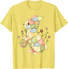 Patchwork Easter Bunny Rabbit Quilting Quilters Sewers T-Shirt in Lemon Yellow