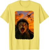 Funny Cats Fighter Jet Pilot Kitties Selfies Funny Screaming Cat Fighter Jet Pilot Kitty Selfie T-Shirt