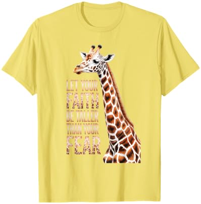 Funny Floral Nature Flower Cute Giraffe Zoo Quote Let Your Faith Be Taller Than Your Fear Giraffe Spiritual T-Shirt - Dark Heather Grey