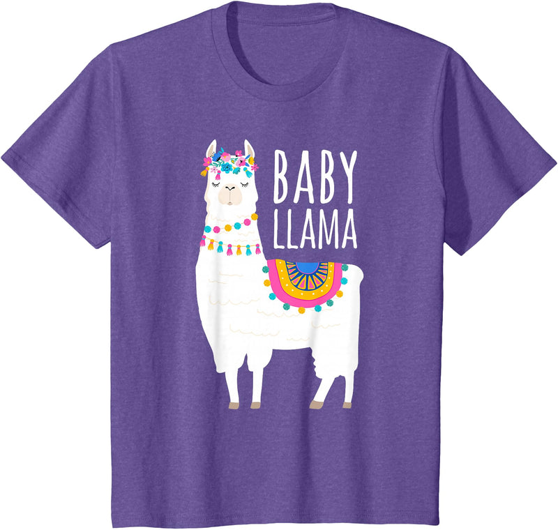 Mama Llama Lover Gifts by Memme Baby Llama Shirt for Girls, Daughter T-Shirt - Purple Heather