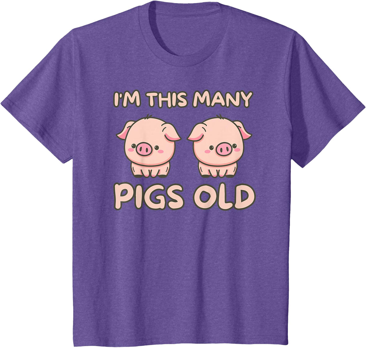 Pigs lover Birthday Gifts Toddler I'm This Many Pigs Old - 2nd Birthday Pig 2 Years Old Bday T-Shirt - Purple Heather