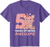 Pig Birthday Gift Cute Animals Pig For The 5th Birthday For Children Five Years Old T-Shirt - Purple Heather