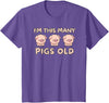 Pigs lover Birthday Gifts Toddler I'm This Many Pigs Old - 3rd Birthday Pig 3 Years Old Bday T-Shirt - Purple Heather