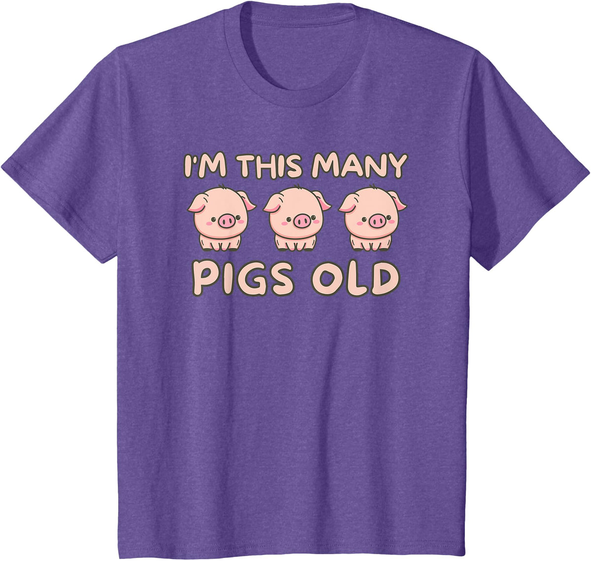 Pigs lover Birthday Gifts Toddler I'm This Many Pigs Old - 3rd Birthday Pig 3 Years Old Bday T-Shirt - Purple Heather