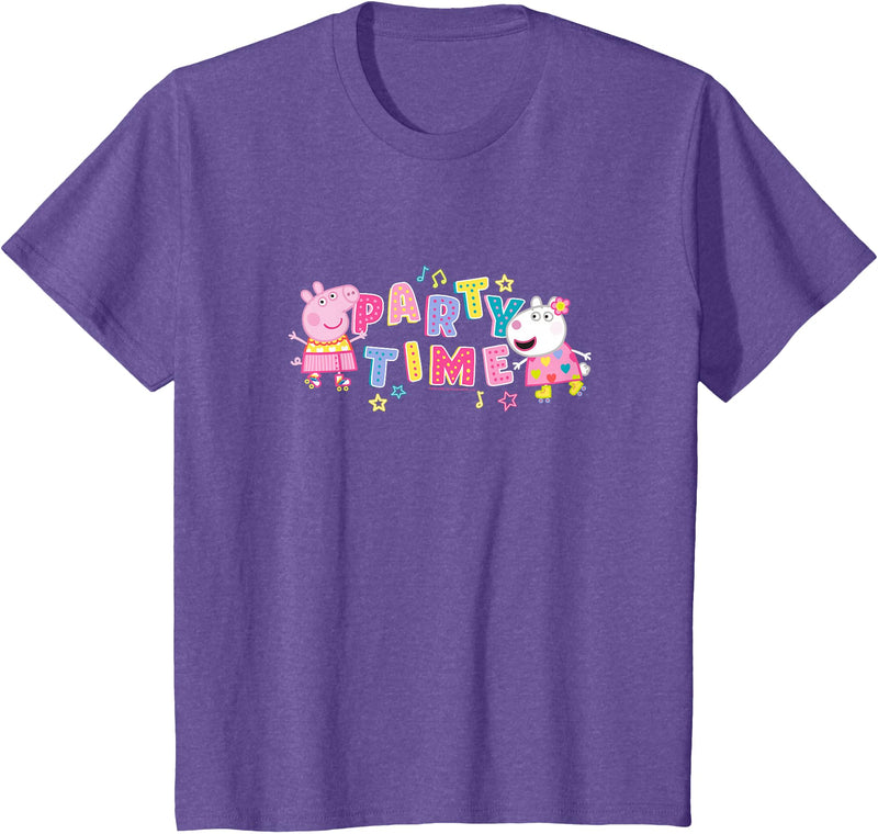 Peppa Pig Party Time Peppa & Suzy Logo Youth T-Shirt - Purple Heather