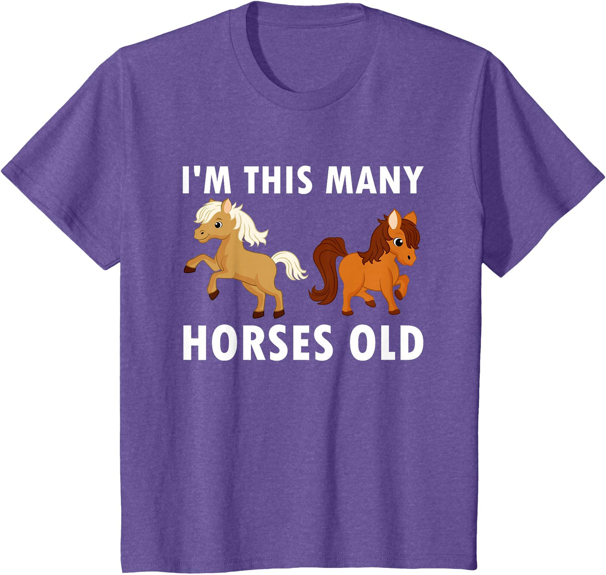 Kids 2 Years Old Girl Horses Old 2nd Birthday Kids T-Shirt - Purple Heather