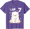 7 years old 7th birthday Polar Bear Kids 7 Years old 7 birthday Polar Bears Boy girl Polar Bear T-Shirt - Purple Heather
