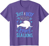 Kids Sea Lion Just A Boy Who Loves Sea Lions Gift T-Shirt - Purple Heather