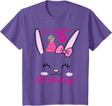 Its My 6th Birthday Girl Bunny Rabbit Theme Party (six) T-Shirt in Purple Heather