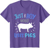 Kids Pig Just A Boy Who Loves Pigs Gift for Pig Lovers T-Shirt - Purple Heather