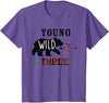 UrbanWear Bear Buffalo plaid Young Wild & Three 3 years 3rd Birthday T-Shirt - Purple Heather