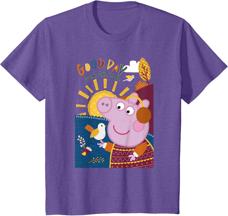 Peppa Pig Good Day Sunshine Colorful Nature Portrait T-Shirt - Purple Heather