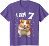 7 Years old 7 birthday Hamsters Boy Girl Hamster T-Shirt - Purple Heather