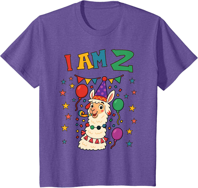2 years old 2th birthday Llamas Llama Alpaca Shop 2 Years Old 2 Birthday Llamas Alpaca Boy Girl Llama T-Shirt - Purple Heather