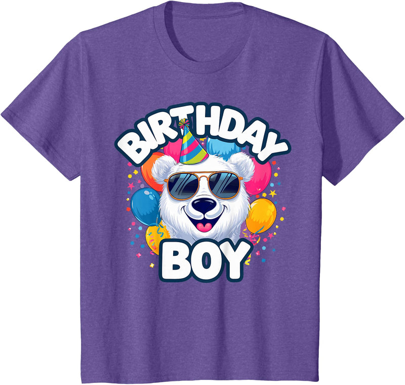 Kids Polar Bear Shirts Kids Birthday Boy Polar Bear Kids T-Shirt - Purple Heather