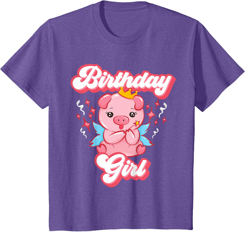 Pig Piggy Piglet Birthday Shirts and Gifts Pig Birthday Party Cute Girl Piggy Piglet Girls Gift T-Shirt - Purple Heather