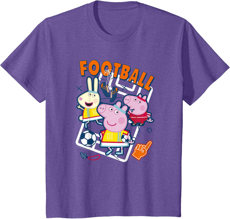 Peppa Pig Football Group Shot T-Shirt - Purple Heather