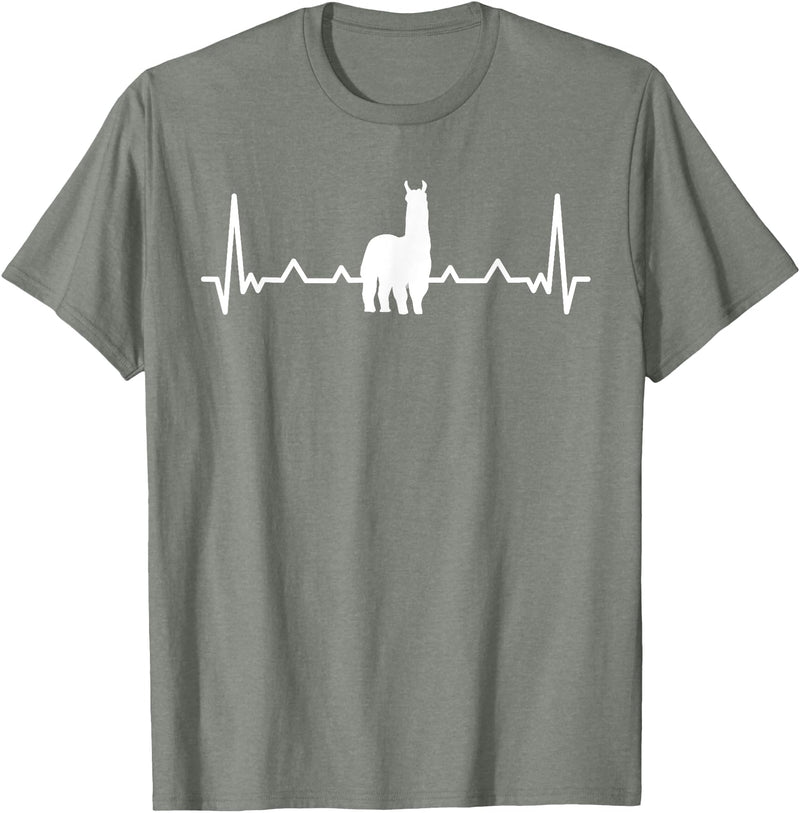 LLama Gifts & Accessories Llama Heartbeat Alpaca Llama Lover T-Shirt - Olive Heather