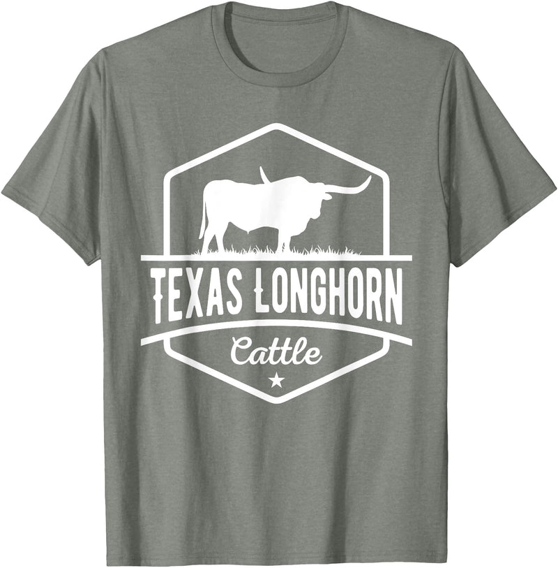 Farm and Longhorn Gift for Men and Cattle Clothing Texas Longhorn Cattle - Longhorn Cow For Cattle Farmer T-Shirt - Olive