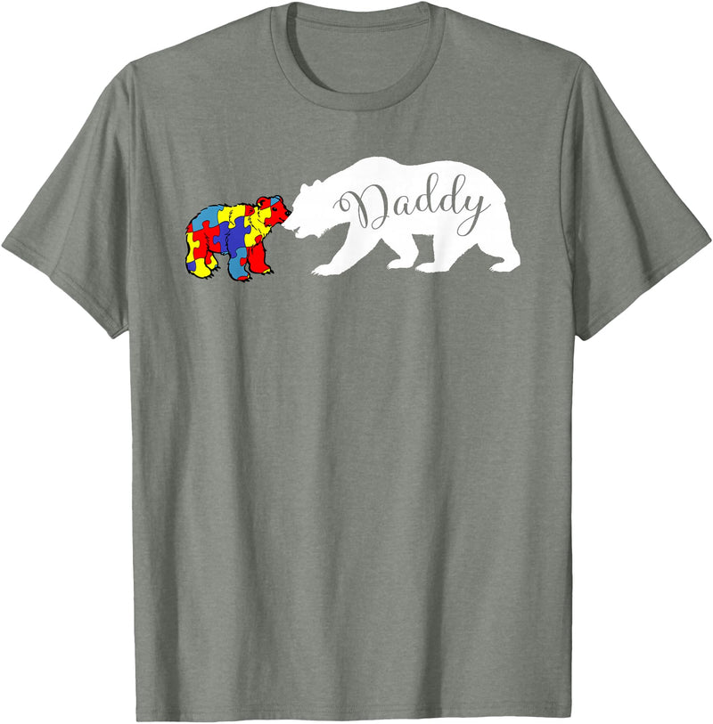 Matching Family Autism Awareness Shirts Daddy Bear Autism Awareness month Dad Grandpa Men Gift T-Shirt - Olive Heather
