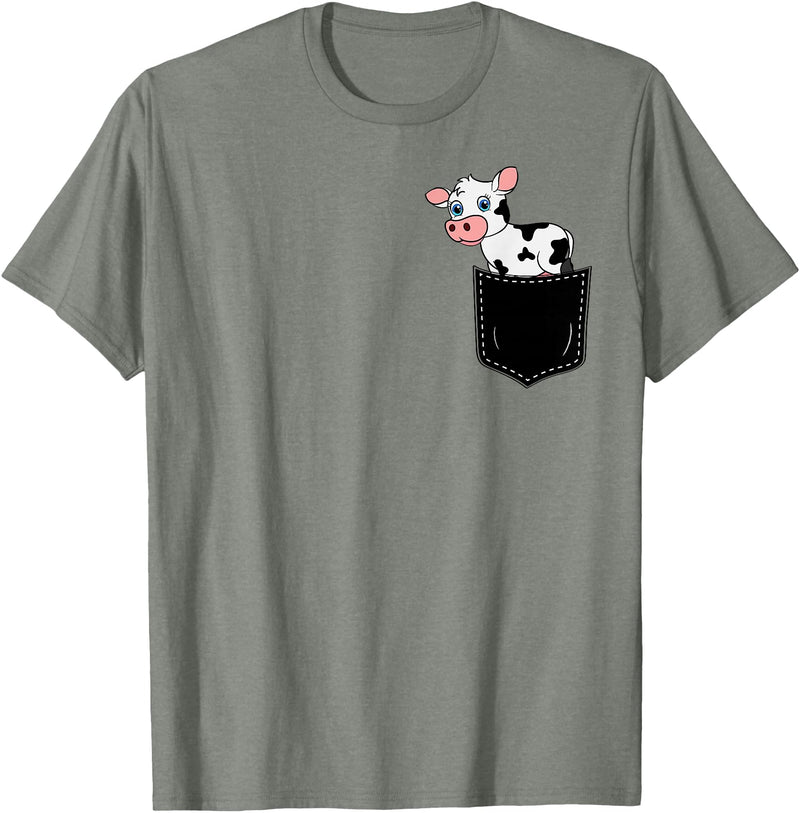 In My Your Pocket Food, Animales, Birds, Fish Pocket Animal Cute Cow Funny Cow Lover Adorable Pocket Cow T-Shirt - Olive