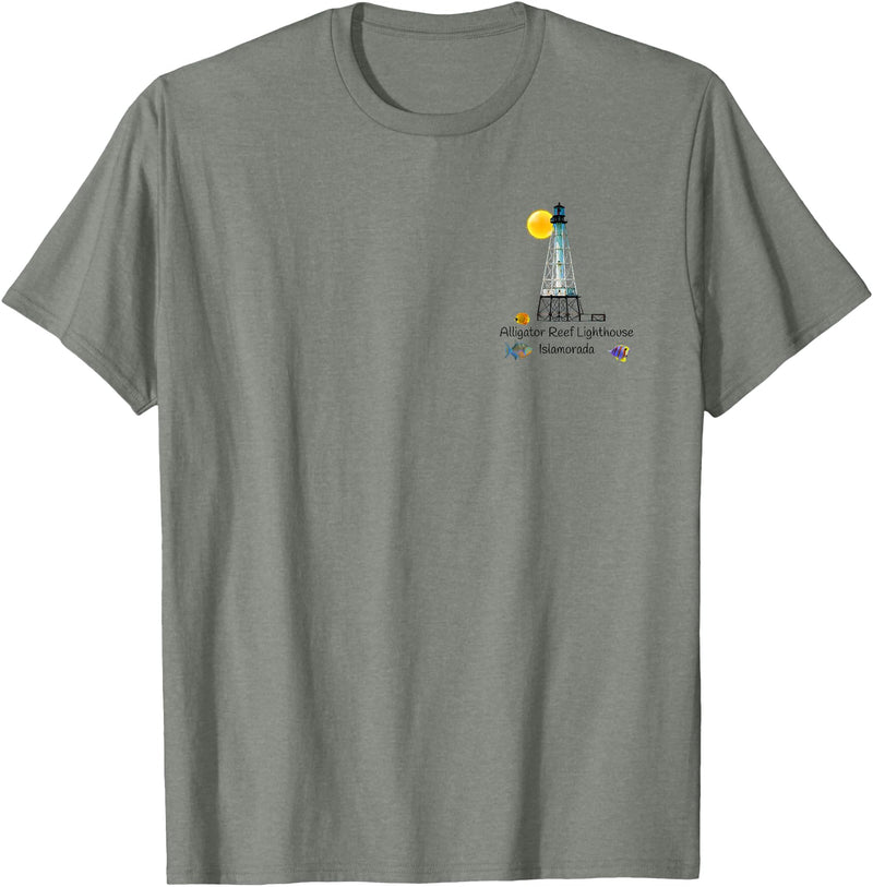 Salter Designs Alligator Reef Lighthouse Islamorada Florida Keys Fish T-Shirt - Olive Heather