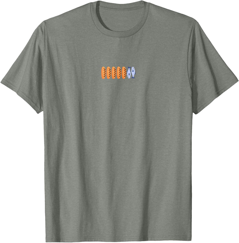 Redeemed Creations Fishes And Loaves Christian T-Shirt - Olive Heather