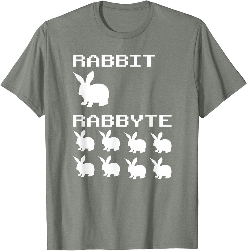 Rabbit & Rabbyte Computer Coding Nerds Jokes Programmer T-Shirt in Olive Heather
